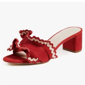 Loeffler Randall Red Ruffle Slide Sandals